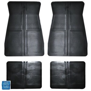 1973-1987 GM Cars Original OE Style "GM" Logo Rubber Floor Mat 4pc SET - BLACK