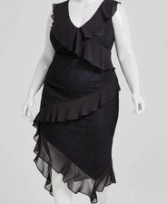 Tommy Hilfiger Women's Black Lace Ruffled Surplice A-Line Dress Plus Size 18W