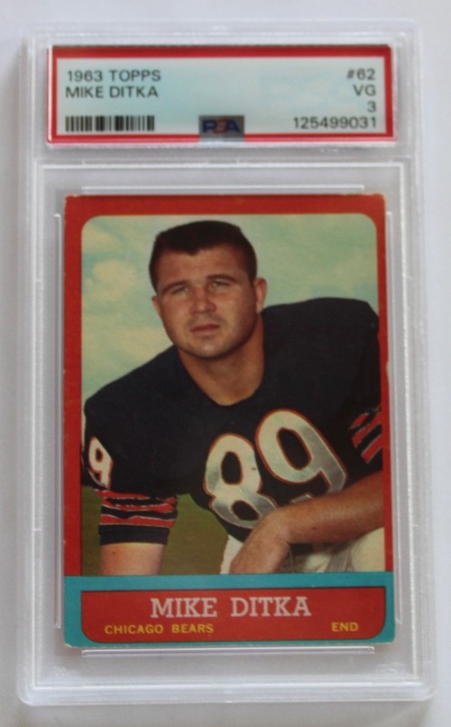 1963 Topps Football Mike Ditka #62 Chicago Bears PSA 3 VG