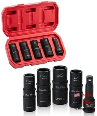 Bates- Lug Nut Impact Socket Set, 5 pcs, Lug Nut Socket Set 1/2 Drive, 21mm
