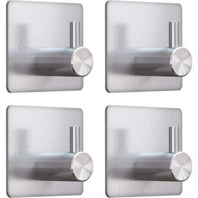4 Stück Selbstklebende Handtuchhaken Edelstahl Wand Tür Kleiderhaken Bad UK
