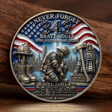 9/11 Never Forget 343 FDNY Firefighter Memorial Challenge Coin 25 Years TN1248