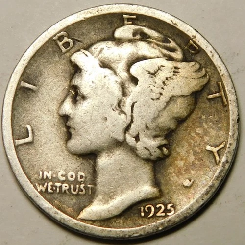 1925 D Mercury Dime 90% Silver G-VG  "Actual Coin Pictured - Not Cleaned"