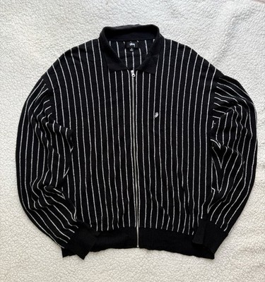 Stussy Light Weight Long-Sleeve Zip Polo 'Black Stripe' Herren Größe L