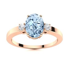 925 Silver Aquamarine Stone Sister Ethnic Three-Stone Promise Ring Jewelry