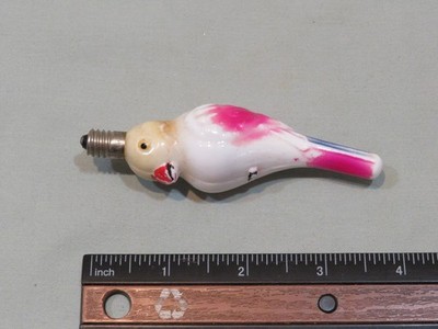 Vintage Painted Milk Glass Parrot Pink Wings Christmas Figural Light Bulb