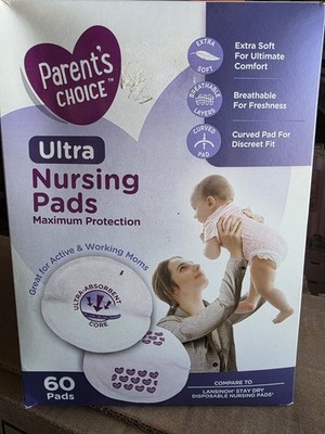 Parent's Choice Ultra Disposable Nursing Pads, Curved Breathable Extra Soft, 60