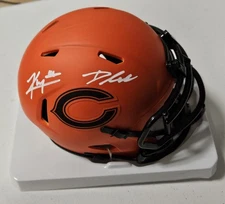 KYLE MONANGAI & D'ANDRE SWIFT DUAL SIGNED/Auto BEARS RAVE MINI HELMET JSA 