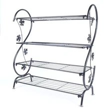 4-Tier Shoe Shelf Rack Organizer Metal Plant Stand Holder Flower Pot Display USA