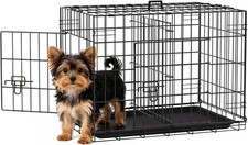 FDW 24-Inch Dog Crate for Small Dogs, Double Door Folding Metal Wire Pet