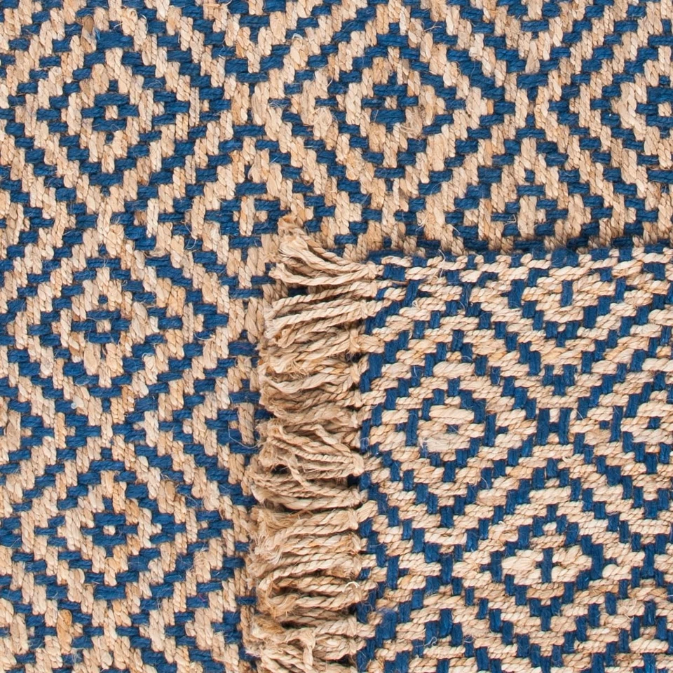 Tapete de área coleção de fibra natural - 5' x 8', azul tropical e natural, feito à mão... - Imagem 3 de 4
