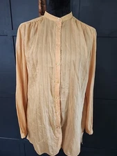 Massimo Dutti Blouse, 100% Cotton And Mulberry Silk, Size 6, Gold