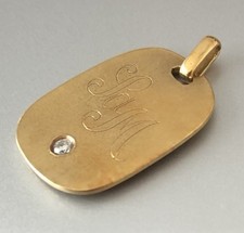 Anhänger Gravurplatte 750 Gold m. Brillant, 5,5 Gramm