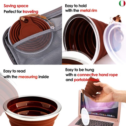 DEHUB Tazza da caffè Portatile, Tazza da Viaggio Pieghevole in Silicone, FDA e - Foto 4 di 7