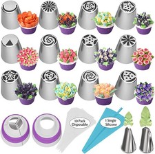 12-Piece Russian Piping Nozzle Set for Cake Decorating with Small Flower Tips