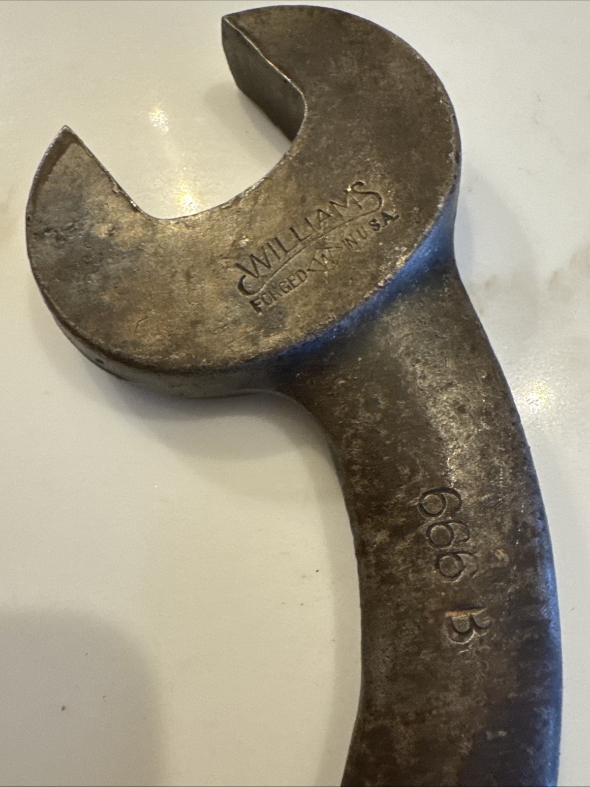 Vtg 10.5" J H Williams S Curve Wrench Antique 1-1/4 & 11/16” Serpent 666 B 666B