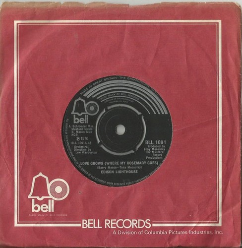 Edison Lighthouse - Love Grows - 7" Vinyl Records - 1970 Bell - Imagen 1 de 3