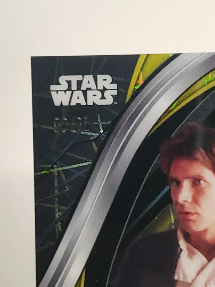 Han Solo 2024 Topps Star Wars Chrome Yellow Laser Refractor SP /75 - Image 2 of 3