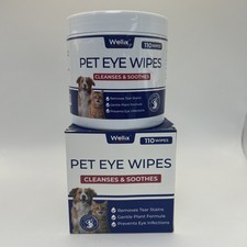 Wellix Dog & Cat Eye Wipes for Discharge and Crust Pet Eye Wipes (110) Exp 9/27