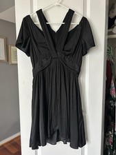By Anthropologie Deep V Neck Vibrant Mini Dress Black Size 4