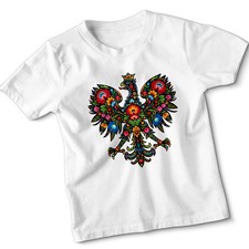 T-shirt bambino aquila floreale arte popolare polacca simbolo nazionale grafica