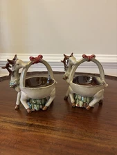 Set Of Two 7 In TII Reindeer Pedestal Bowls