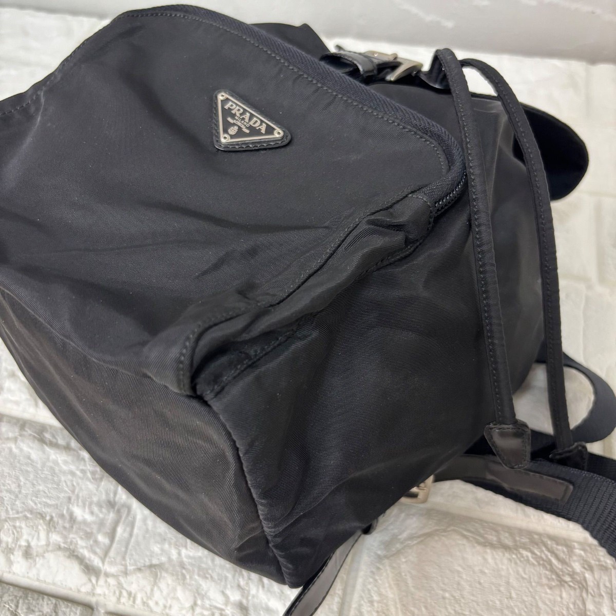 Prada Mini Nylon Backpack Black Triangle Logo Authentic Women's