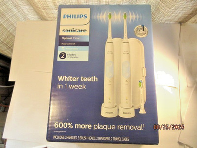 Philips Sonicare Optimal Clean HX6829/72 Rechargeable Toothbrush 2PK, NO BRUSHES