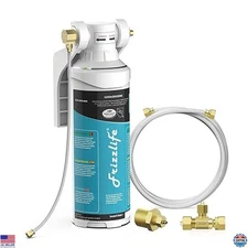 Frizzlife Inline Water Filter System for Fridge, Ice Maker, Under Sink, Premium