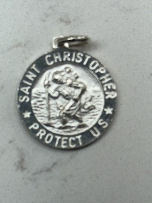 Sterling Silver 925 Saint Christopher Pendant Vintage Italy