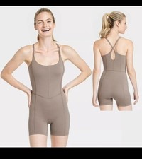All In Motion Women's Brushed Sculpt Short Bodysuit Dark Brown Size XS