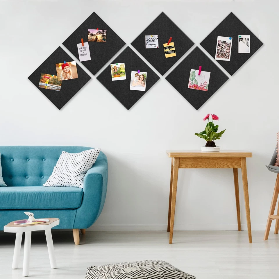 Black Cork Bulletin Board 12x12, 1/2 Thick Felt Cork Board Tiles 12 Pack, Sma... - Image 2 of 4