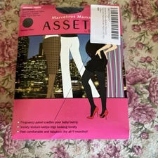 Assets Marvelous Mama Shaping Tights Black Size 3 Maternity Striped Textured 