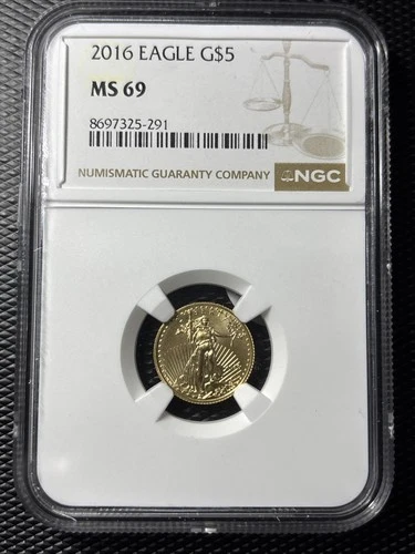 2016 $5 Gold Eagle NGC MS69 1/10 oz American Gold Coin BU High Grade