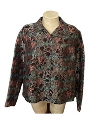 Chico s Gorgeous Wom 2 Silk Metallic Design Blazer Jacket
