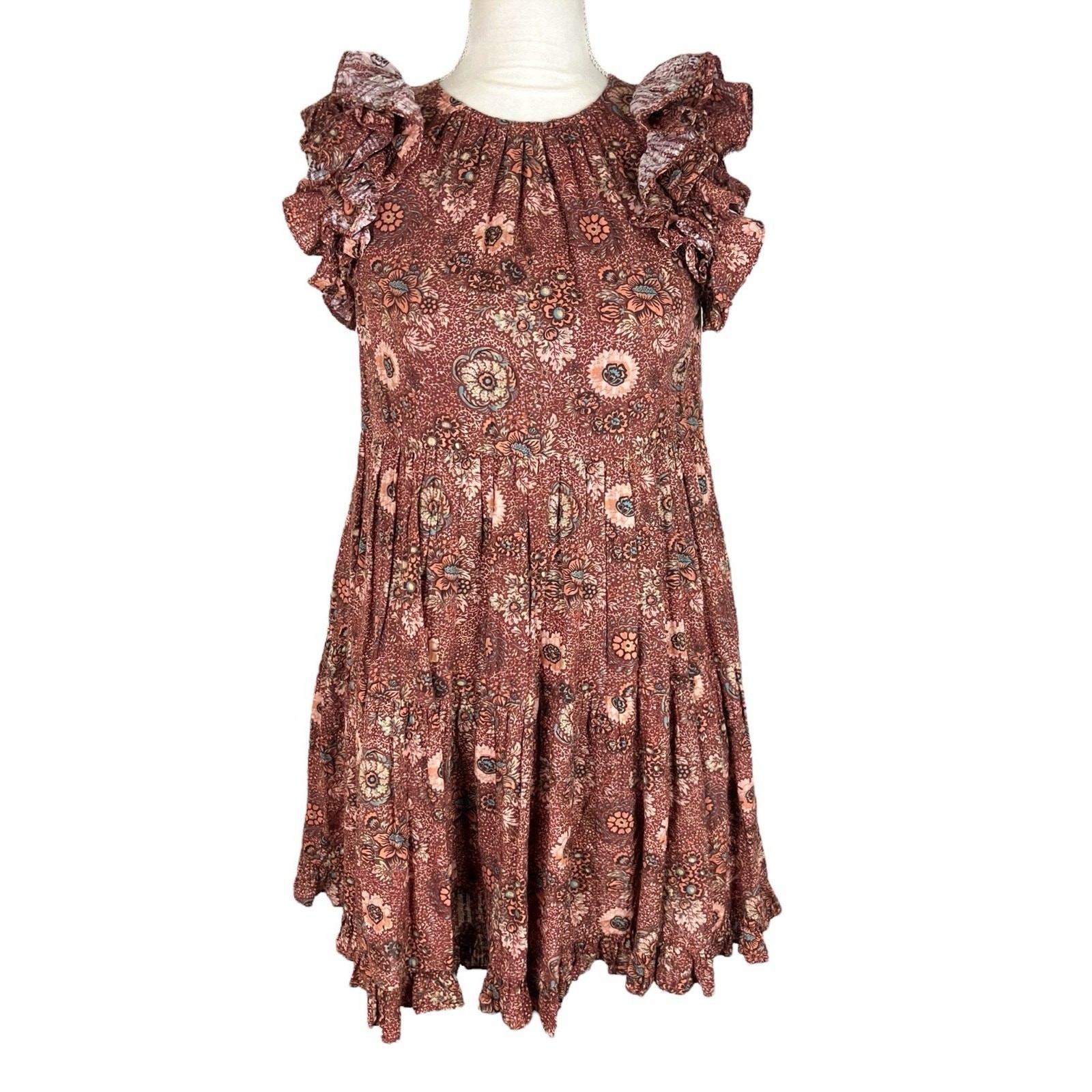 Ulla Johnson Adele Flutter Sleeve Mini Dress in R… - image 3