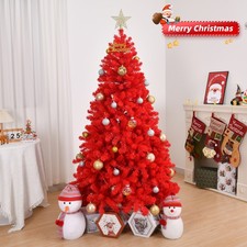 Christmas Red Tree 6 / 7FT Artificial Tree for In/Outdoor Holiday Decorations