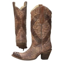 Corral Women  s Cognac Studded Snip Toe Western Boots