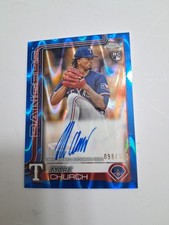 💫 2025 Topps Chrome Blue Ray Wave Refractor Auto /150 Marc Church RC Rangers