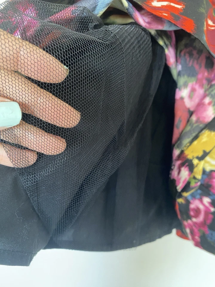 Falda de Fiesta Eliza J Floral Midi Volantes Jacquard Rosa Rosas Tul Base Talla 14 Foto 4 de 4