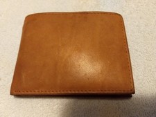 Marshal Genuine Leather Bifold Wallet w/ Clear ID Window, Tan Brown