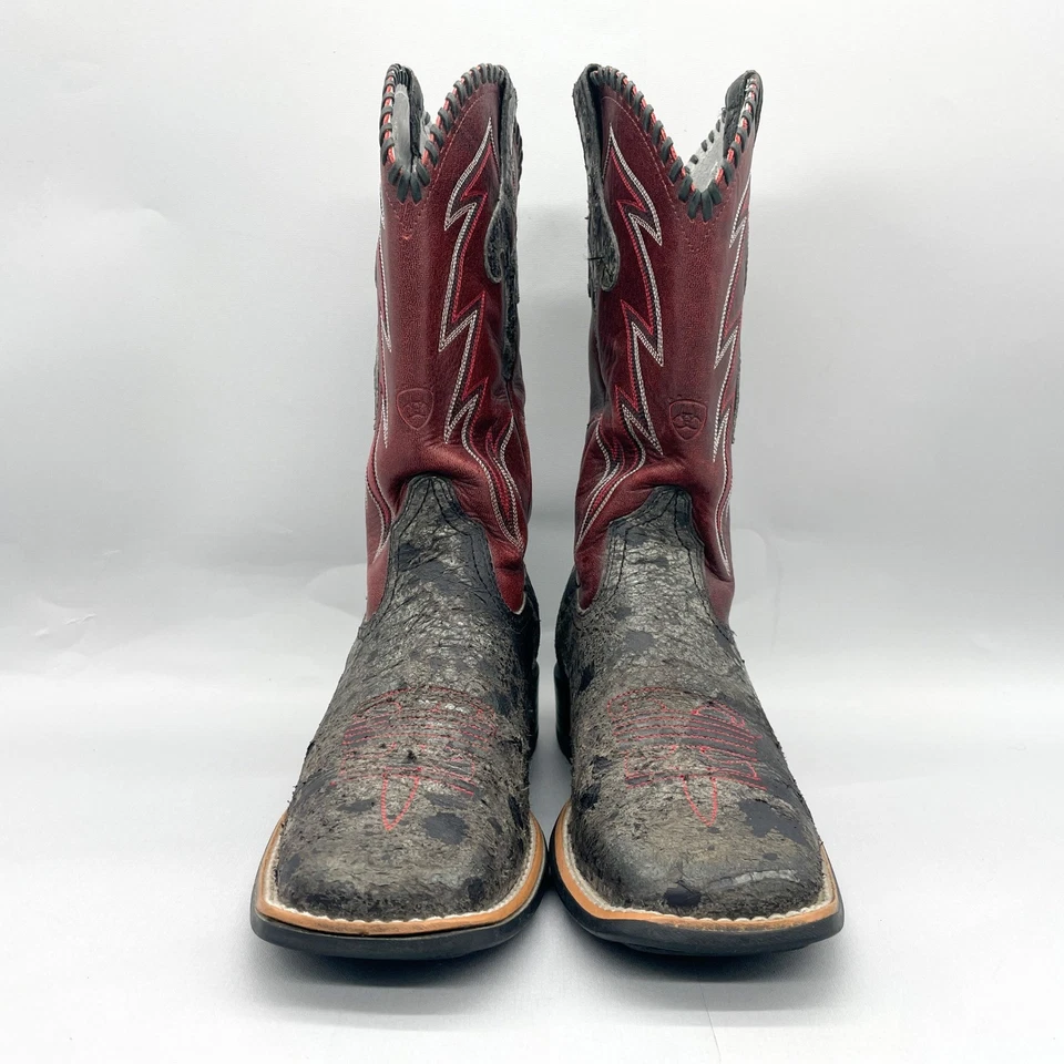 Ariat Womens 7.5B Cowboy Boots Ruby Red Distressed Leather Western Square Toe - Image 2 of 4