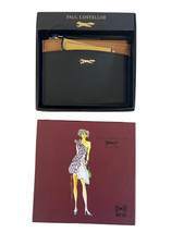 Paul Costelloe Jet Black/CHipmunk Leather Wallet w/Box NWT RRP£49  Charity