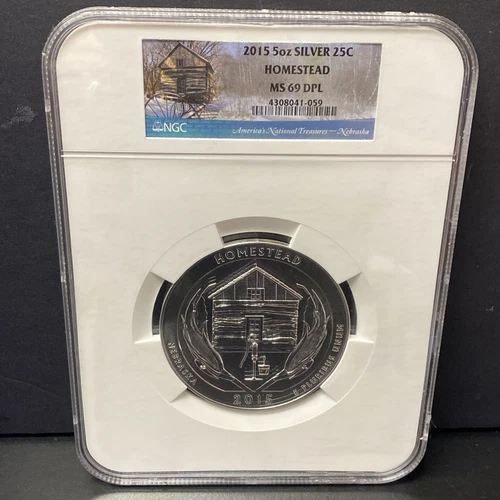 2015 5 oz Silver Homestead National Park Quarter MS69 DPL NGC ATB Fine .999