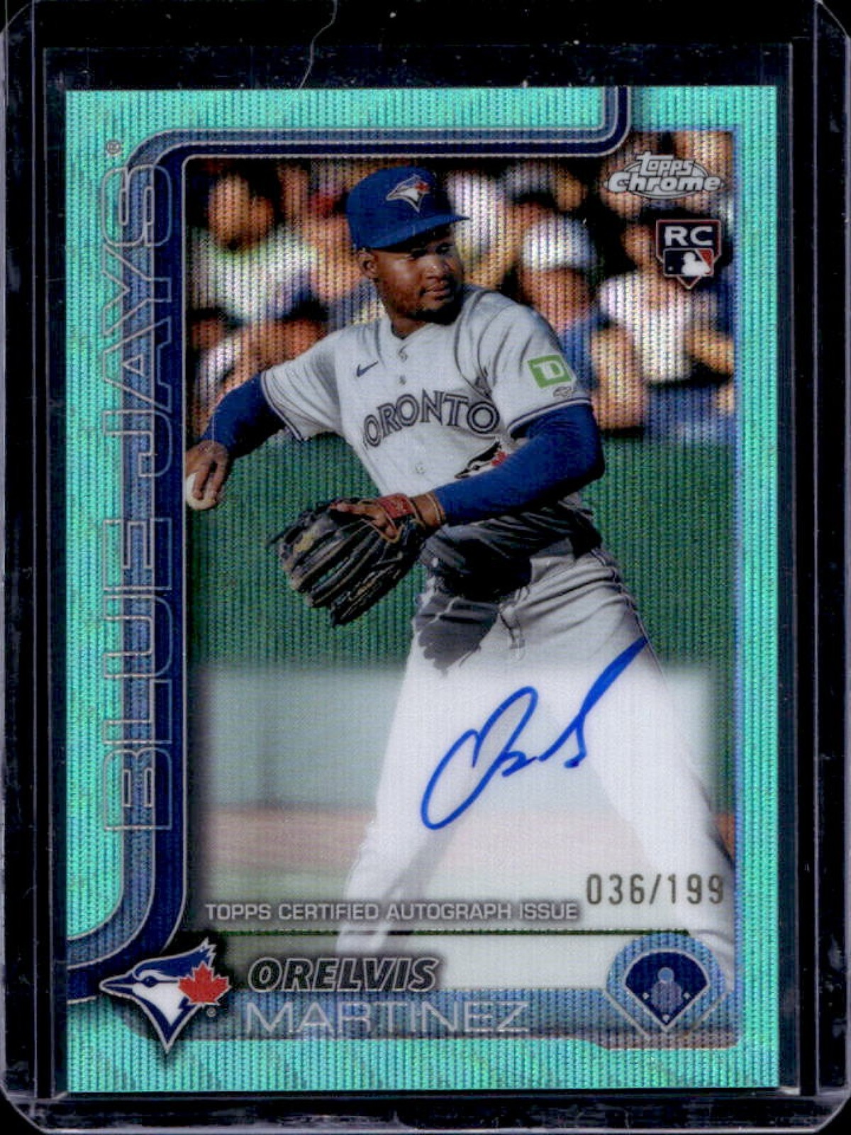 2025 Topps Chrome Orelvis Martinez Rookie Auto RC Aqua Wave Refractor #36/199