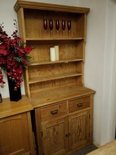 Solid Pine Welsh dresser With Drawers And Cupboard