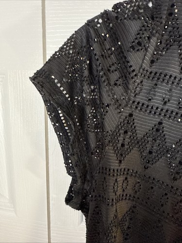 Catalina Swim Cover Up Womens Size Large Black Lace Cap Sleeve Pullover - Picture 2 of 8