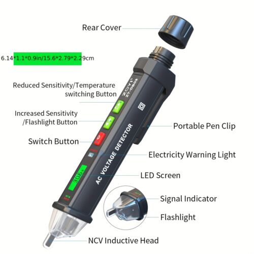 Voltage Tester Pen Non Contact AC Sensor Power Alert 48-1000V Electric Detector - Picture 3 of 10