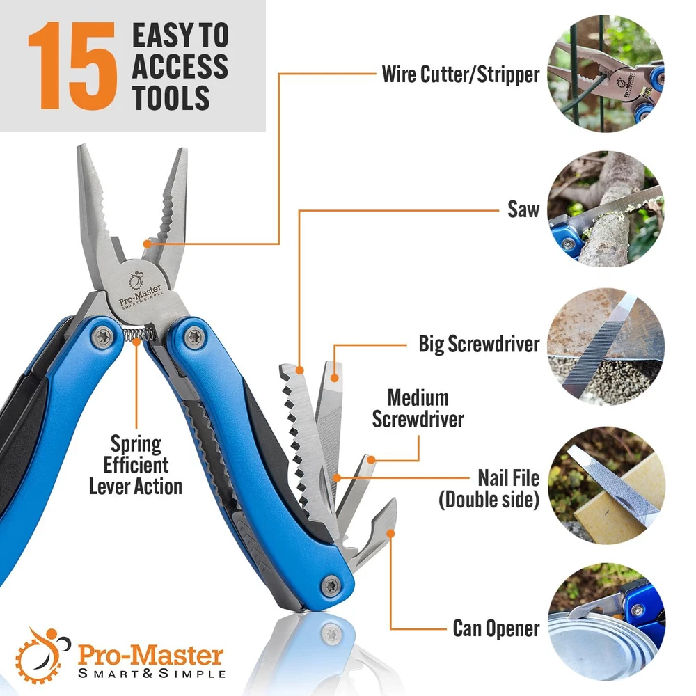 Multi Tool Pocket Knife Set 15 in 1 - The Ultimate Christmas Gift for Men! Pr...