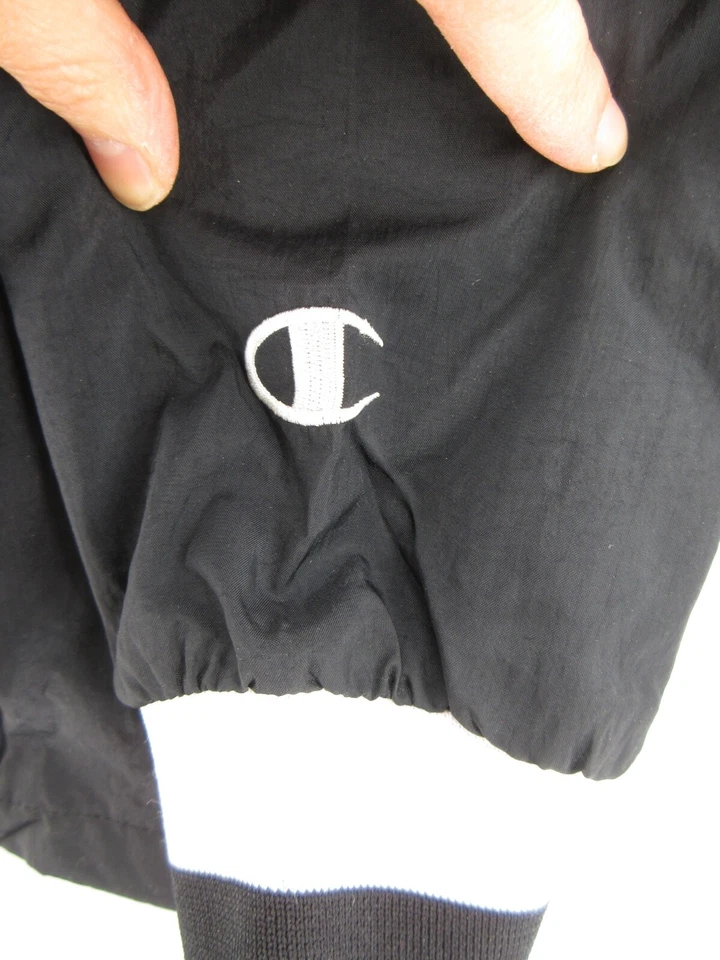 复古 Champion 夹克男式 XL 黑色风衣高尔夫外套套衫 90 年代口袋 — 第 3/4 张图片